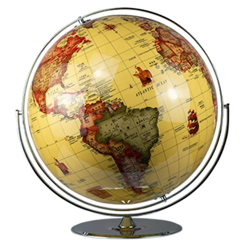 Seeball 50cm Retro Desktop universal bright chrome globe For  Popular Science Education Business Home Decoration Desktop Globe