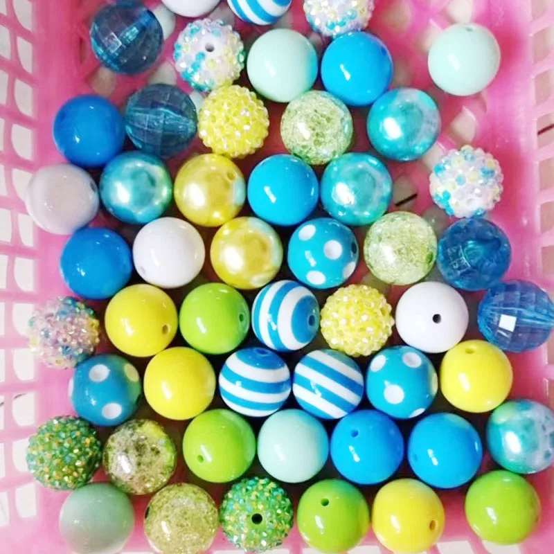 50pc/bag 20mm raninbow color round acrylic beads for jewelry making Mixed style chunky beads diy necklace bubblegum beads
