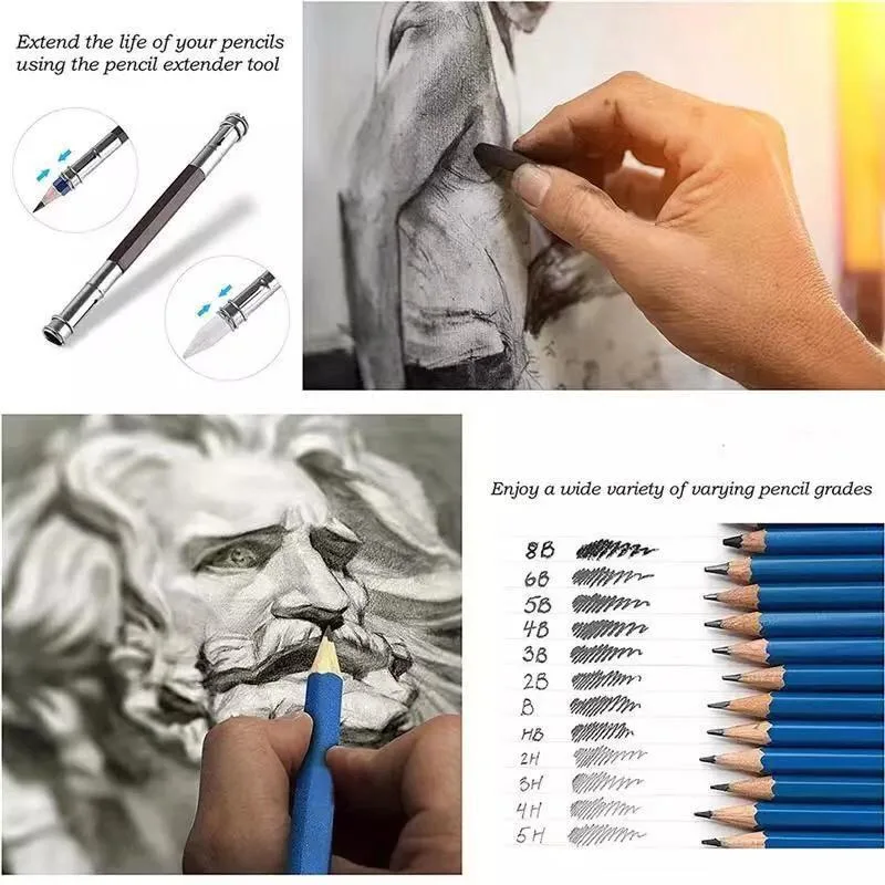 Customized wholesale portable art pencil 71 pieces sketch color pencil set
