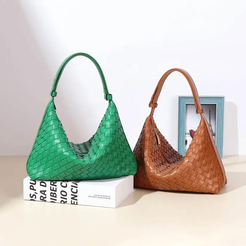 French niche new handmade braided bag versatile with premium feel handbag large capacity simple and fashionable underarm bag