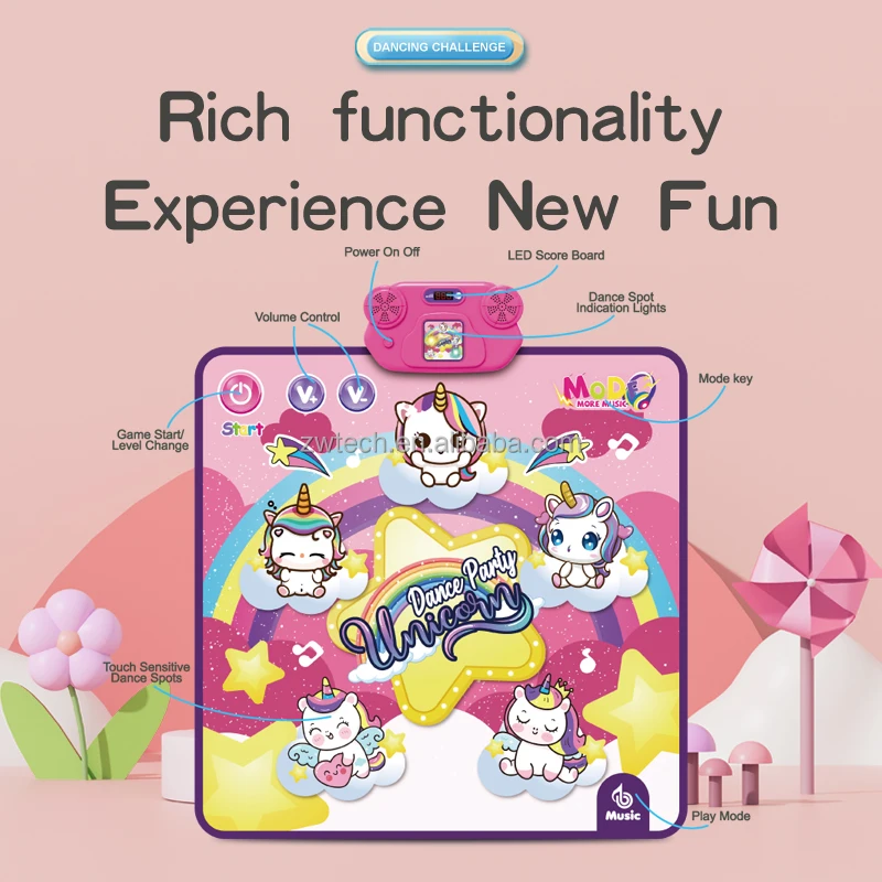 Musical Dance Mat with LED Lights 3 Play Modes Adjustable Volume Early Educational Toys for Children Gifts