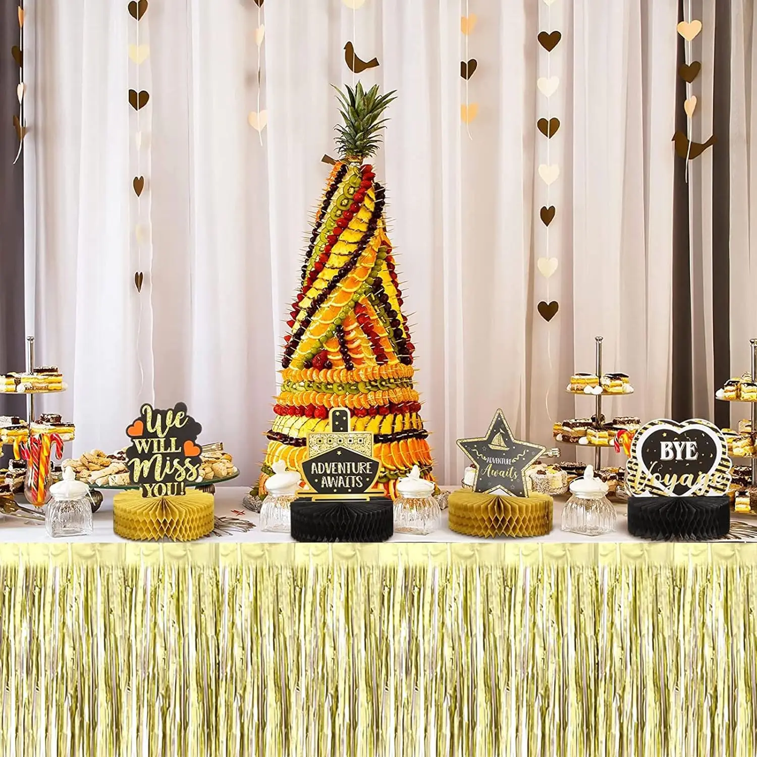 KLS Factory Hot Sale Unique Table Skirt Home Decor Pet Laser Table Skirt Foil Fringe Table Skirt For Goddess Festival Party