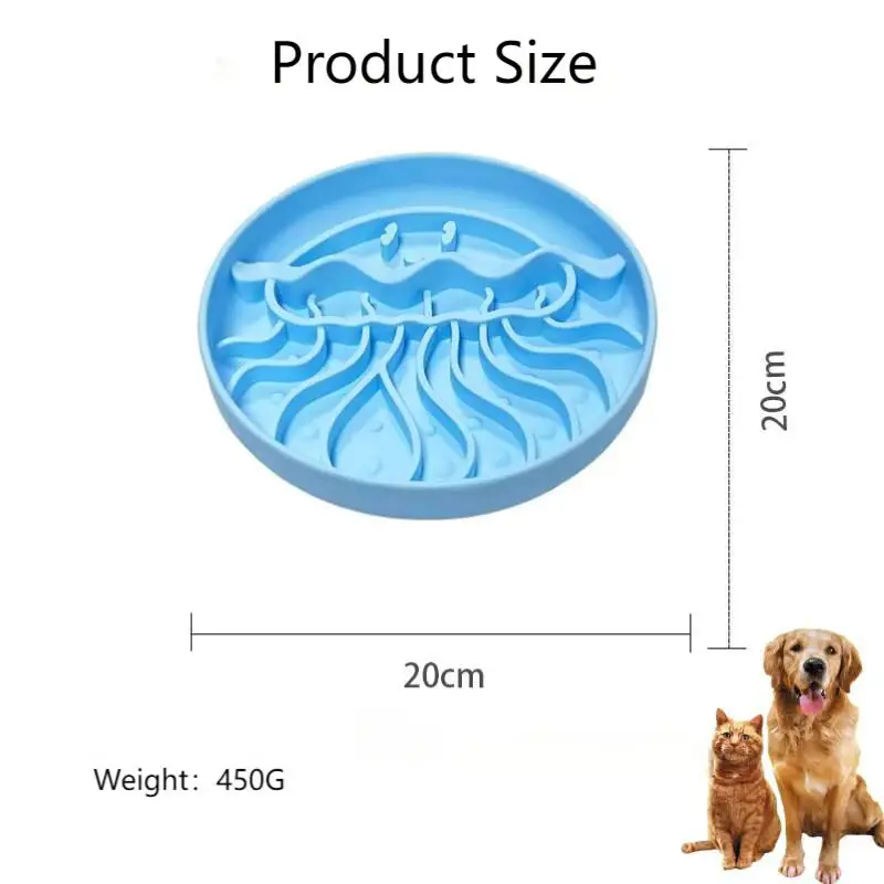 New Design Non Slip Round Jellyfish Silicone Pet Bowls Water Feeders Slow Food Bowl With Suction Cup