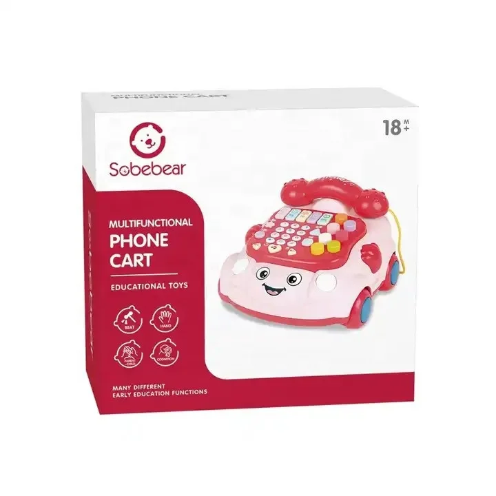 baBaby educational electric musical calling telephone toy pull drag line smart phone toy musical baby mobile for kids