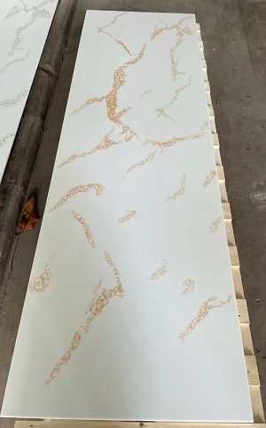 China Koris calacatta in gold big slab artificial marble stone modified acrylic solid surface Stone sheets for countertop
