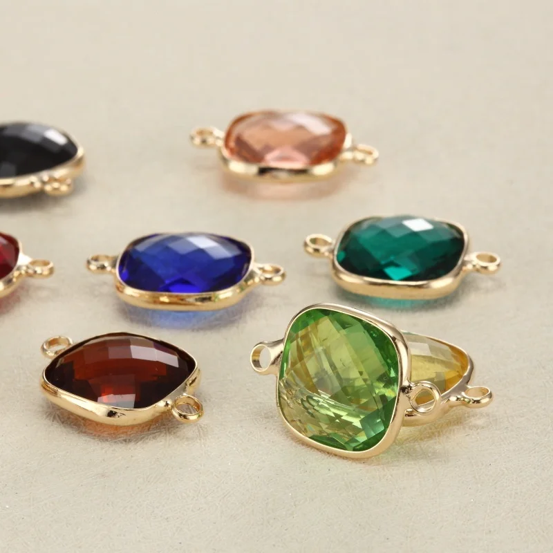 DIY 12mm Custom handmade square stone birthstone necklace bracelet jewelry wholesale charms for jewelry making women girls charm