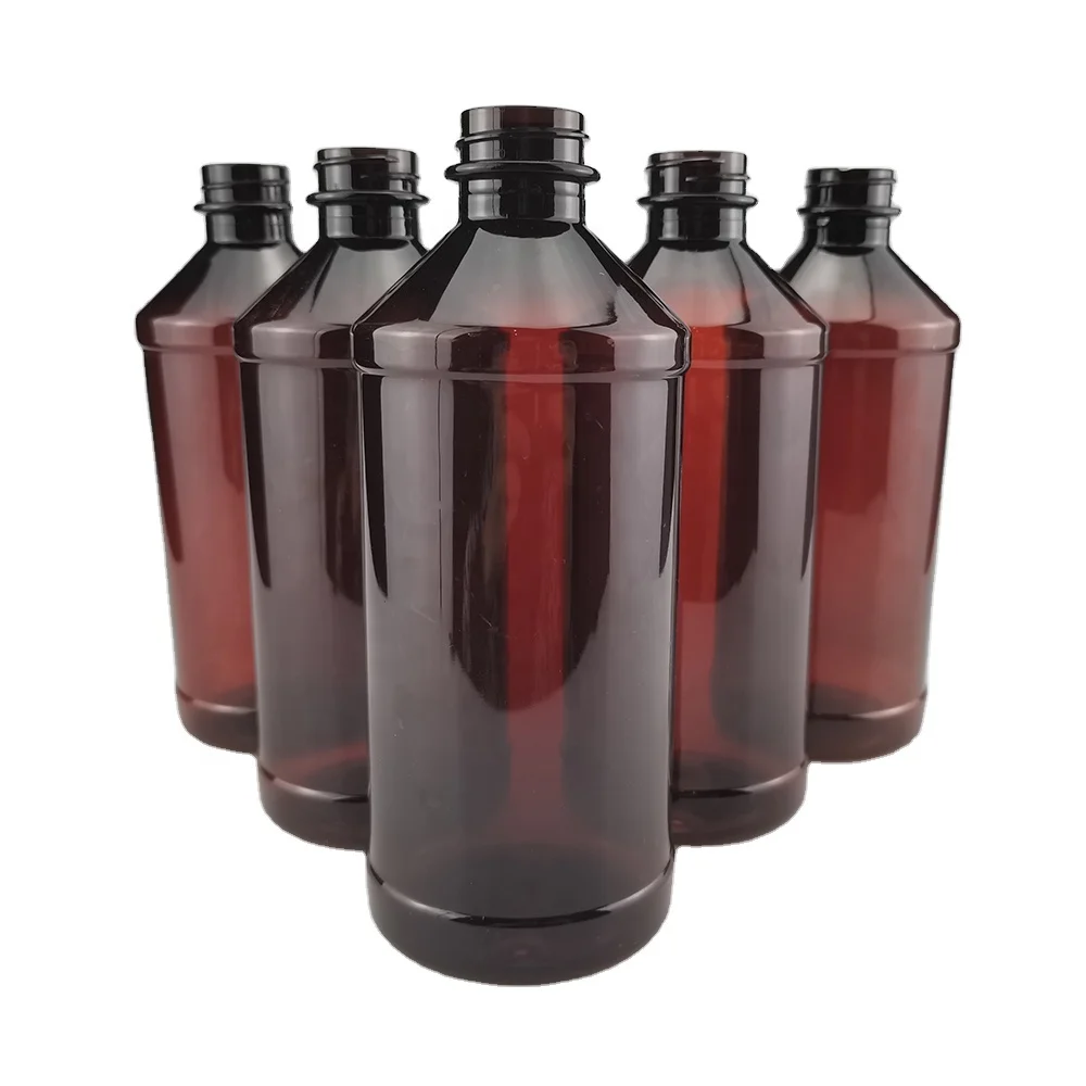 round/square size 16 oz amber pet plastic modern bottles for cosmetic use