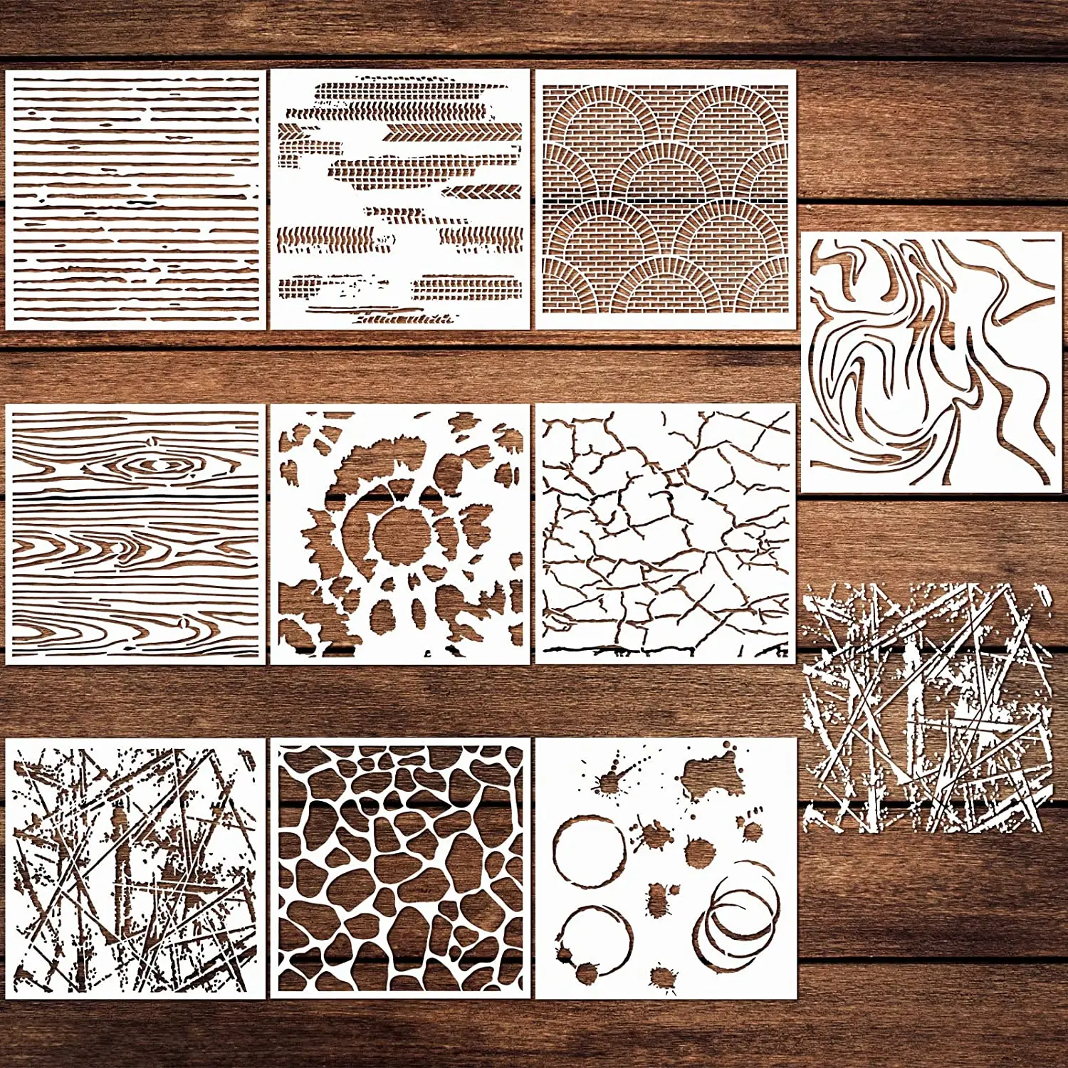 25-Pack Geometric Stencils 6 x 6 Inch Painting Templates for Scrapbooking Cookie Tile Furniture Wall Floor Decor Craft Drawing T