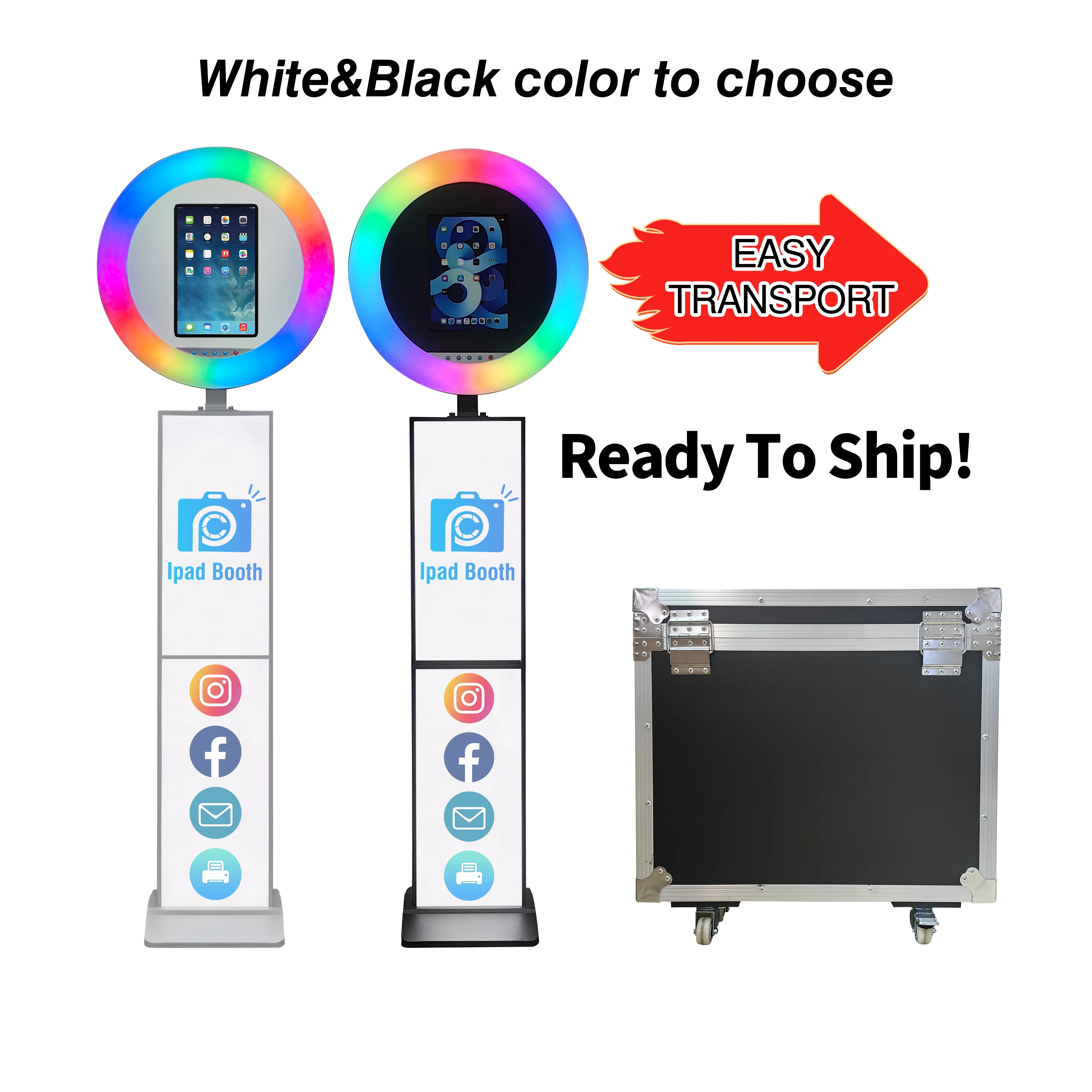 New styles portable handheld led frame roamer 10.2inch touchscreen selfie rotating ipad photo booth with lcd screen