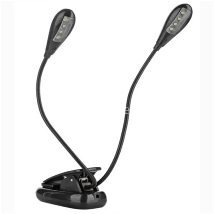 White In 4 Brightness Rechargeable 8 LED Dual Head Book Light With Indicator Light