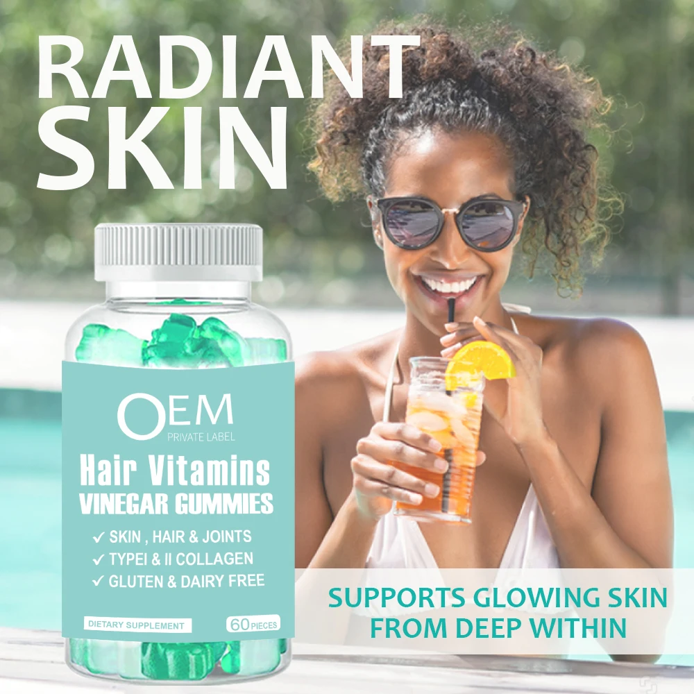 Collagen Gummies oem odm flavor vitamin biotin hair nail skin growth gummies