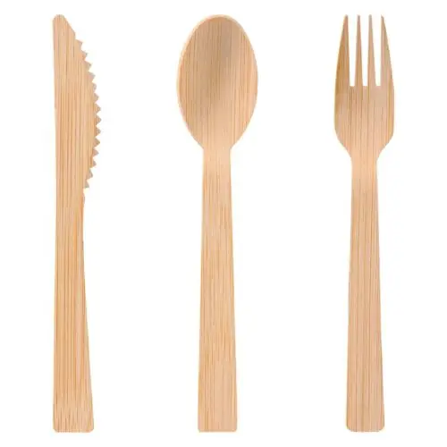 Customized packing Eco-friendly Compostable Disposable Spoon fork 170mm Bamboo Cutlery Set