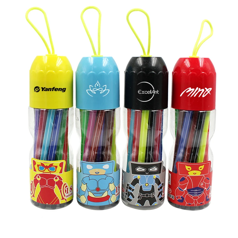 Customized printing office stationery plastic highlighter art marker pens set 18 colors