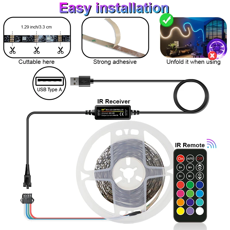 Wholesale Indoor Decor 5M RGB Led Light Tape 5050 SMD 5v24V Flexible Led Strip Lights for Christmas Decor