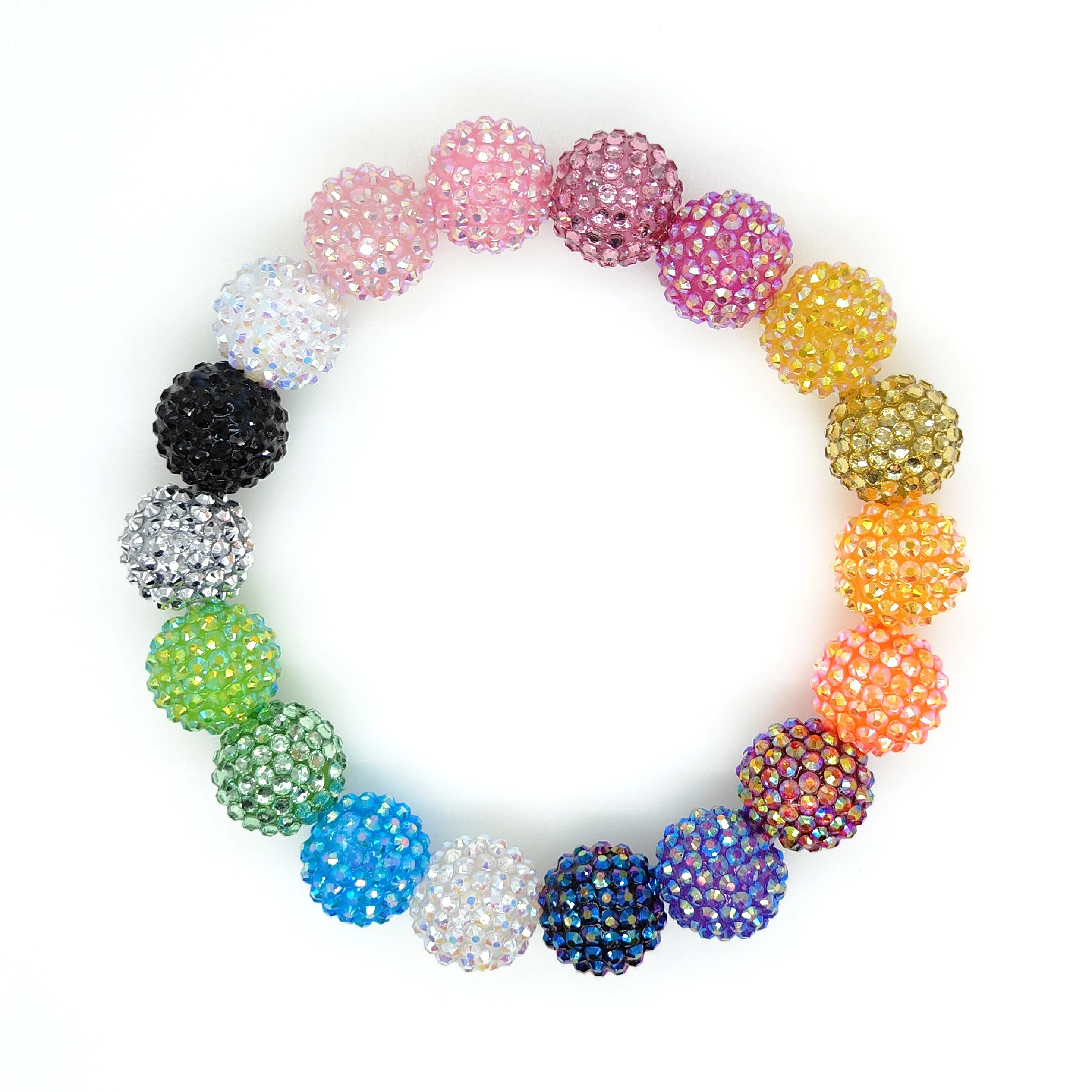 20mm Rhinestone Bubblegum Beads Acrylic Disco Ball Resin Crystal Gumball Chunky Beads