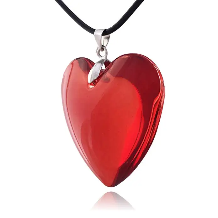 Fashion Large Red Glass Heart Necklace Jewelry Valentine Day