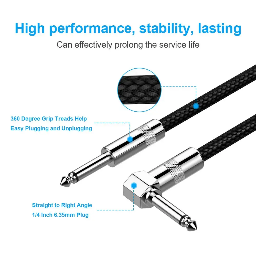 1/4 Inch Cable Guitar Cable 10FT TRS to 6.35mm TRS Stereo Audio Cable  Male to Male