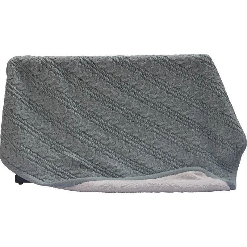BLUE PHOENIX blankets for winter kids 100% cotton cable knit solid Sherpa Faux Sheepskin Lined soft cozy for baby sofa couch bed
