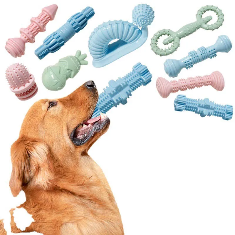 Pet Supplies Accessories Luxury Colorful TPR Rubber, Bone Shaped Puppy Indestructible Tooth Cleaning Dog Chew toys/