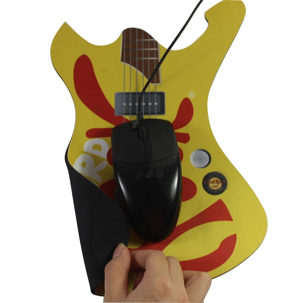 Custom Advertisement Rubber Back Soft Cloth Top Gaming Mouse Pad with guitar shape