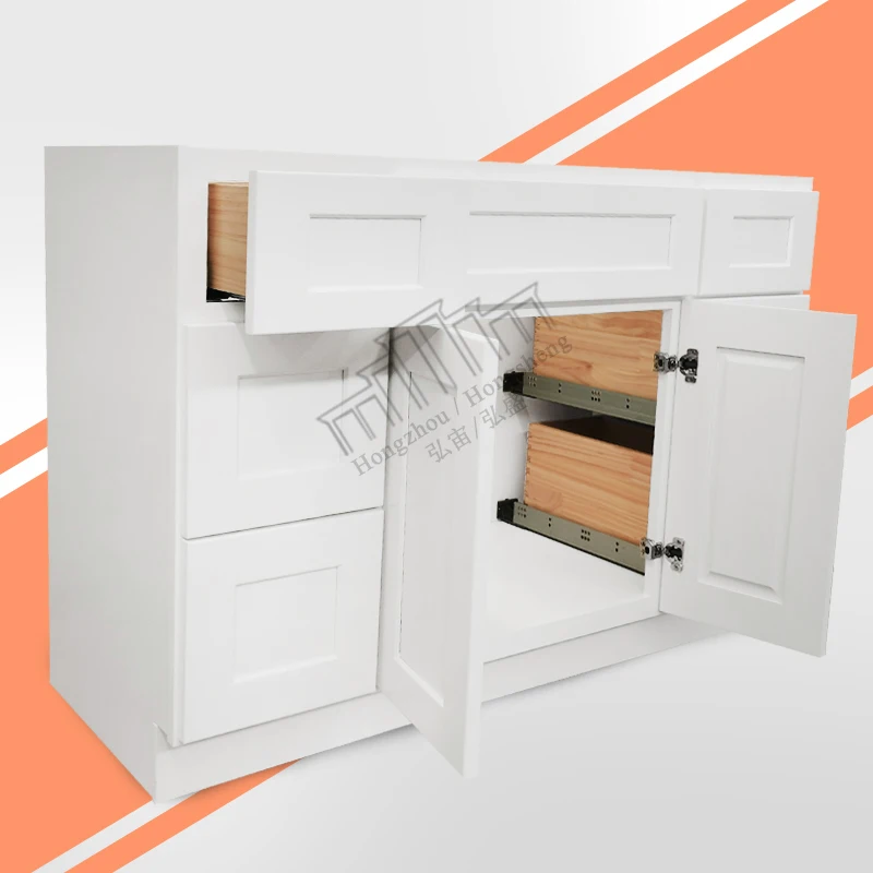 In Stock American Style Bathroom Vanity For US Apartment Favorable Price VSD4821 Wooden Vanity Sink Cabinets With 6 Drawers