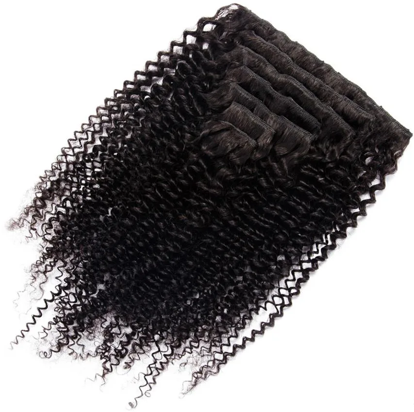 Wholesale Mongolian Afro Kinky Curly Human Hair Weave Clip In Hair Extensions