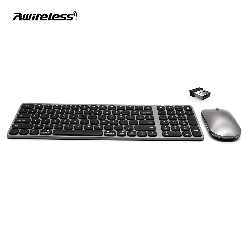 Awireless 3 in 1Custom Cheap Ergonomic Ultra Thin Portable Russian Wireless  2.4G Wireless Bluetooth Keyboard And Mouse Combos