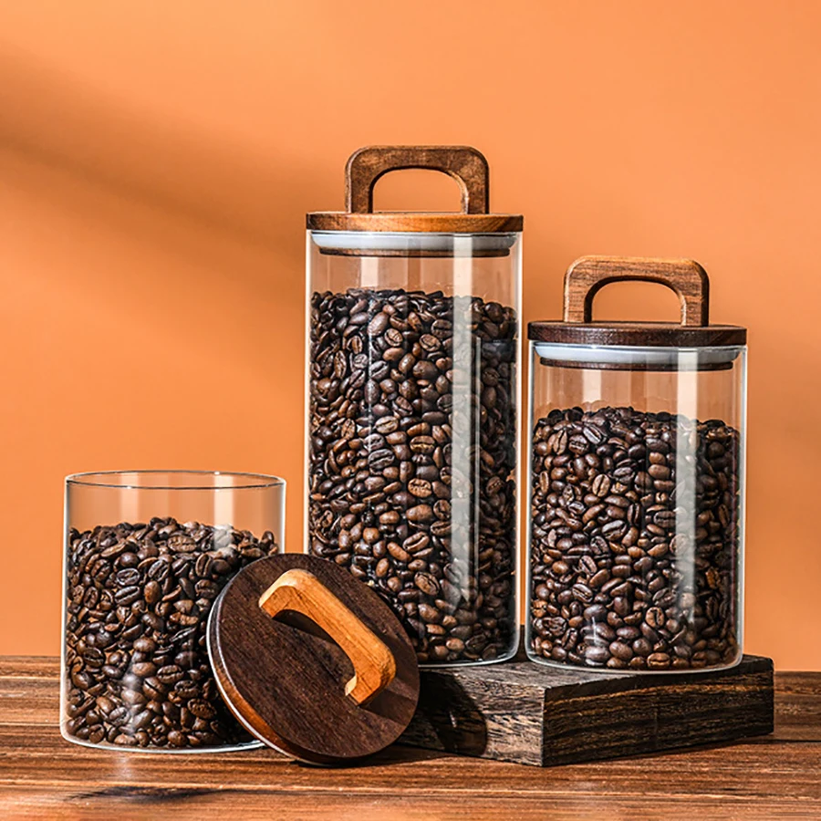 Pantry Storage Containers Glass Canisters Food Storage Glass Jars with Wood Bamboo Lids