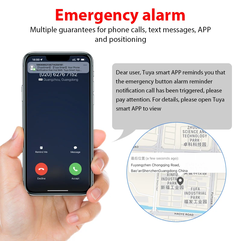New Products Emergency SOS LED Flashlight Keychain Gadgets Tuya Bluetooth Personal GPS Alarm For Children Elderly