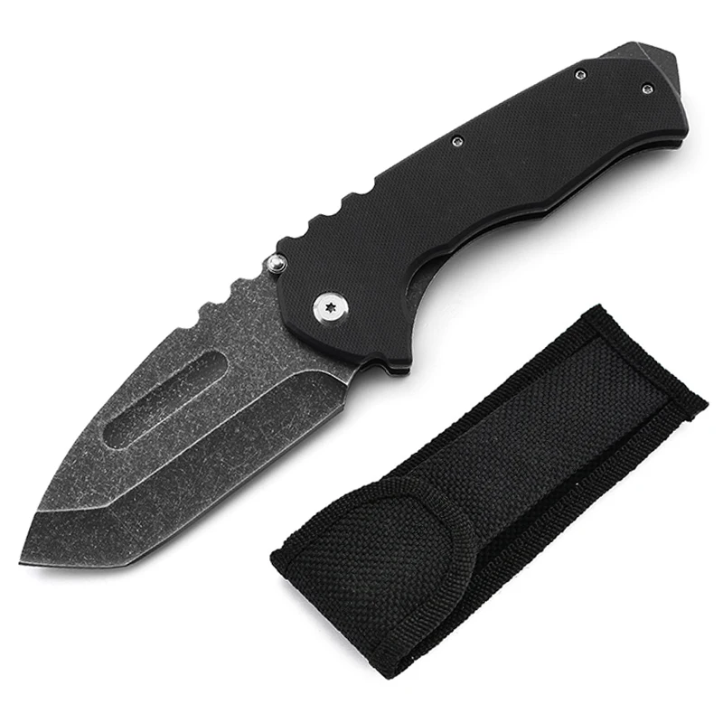  Yangjiang Factory Free Sample Stainless Steel Blade + G10 Handle Outdoor Tactical Survival Hunting Folding Knife With Nylon