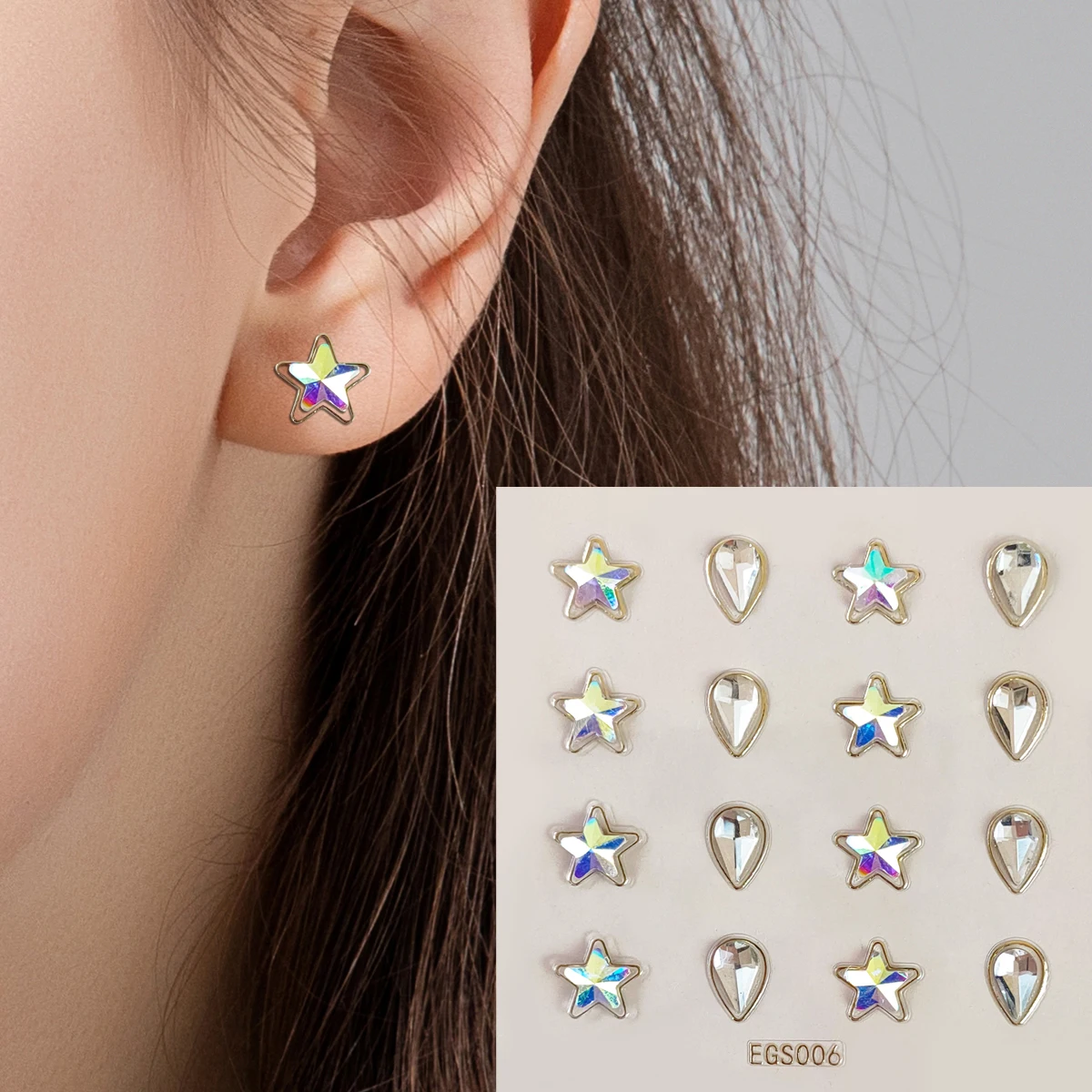 OEM 2023 Butterfly Ear Studs Ear Gem Stickers Light Luxury Ear Jewel Design tattoo stickers beauty products
