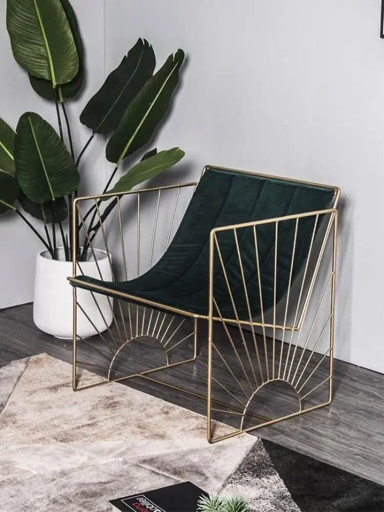 
Nordic web celebrity ins style bedroom small living room light luxury single small leisure chair metal sofa chair 