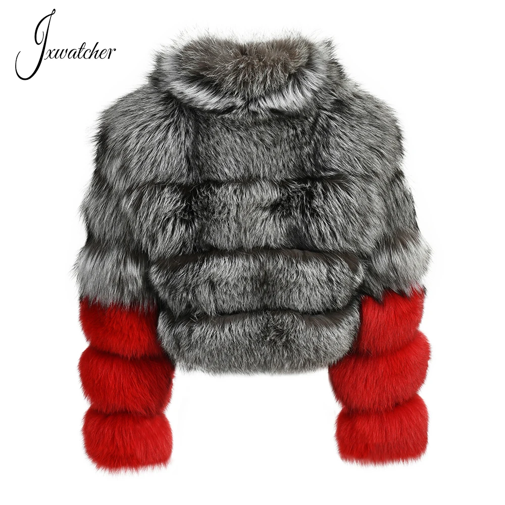 Winter Hot Sale Mixed Color Genuine Fluffy Silver Fox Fur Wholesale Fashion Women Fox Fur Coats Real Sale