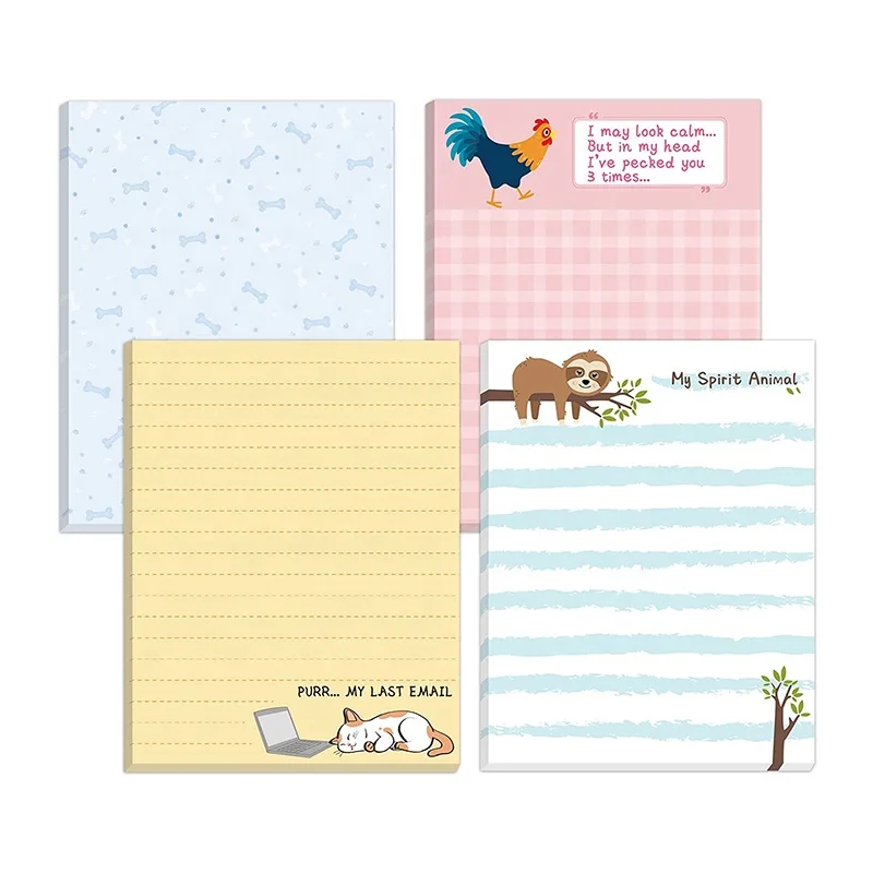 Chinese Manufacture Custom Memo Pads Animal Notepads Pack for Office Coworkers