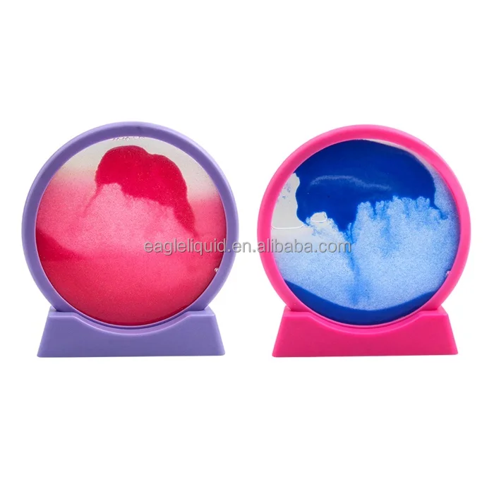 3D Moving Sand Art Frame Round Glasses Deep Sea Sandscape In Motion Display Desktop Decorations Flowing Painting Liquid Sand Art