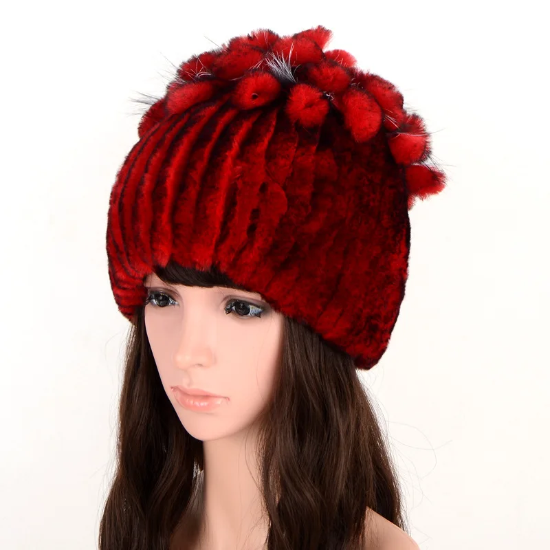 
Luxury soft winter warm wholesale real otter rabbit fur hat Winter hat keep warm Rabbit hair hat Condom Elastic 
