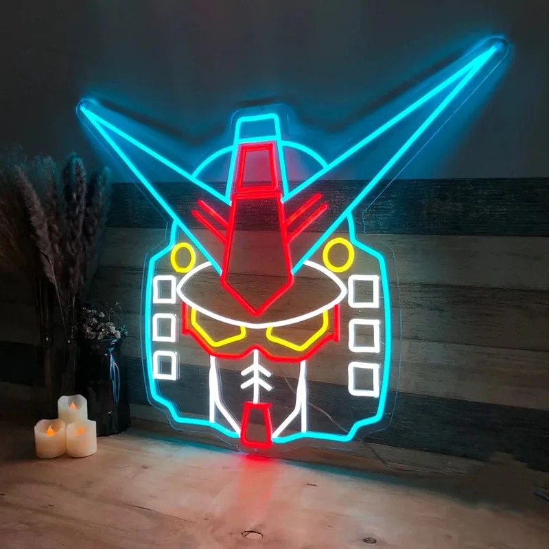 NO MOQ Gundam Robot Anime Japanese Machine Suit Robot For Bedroom Game Room Decor kids Gifts gundam neon light box neon symbols