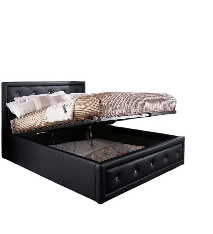 FAUX LEATHER OTTOMAN STORAGE BED GAS LIFT 3FT 4FT6 DOUBLE 5FT KING
