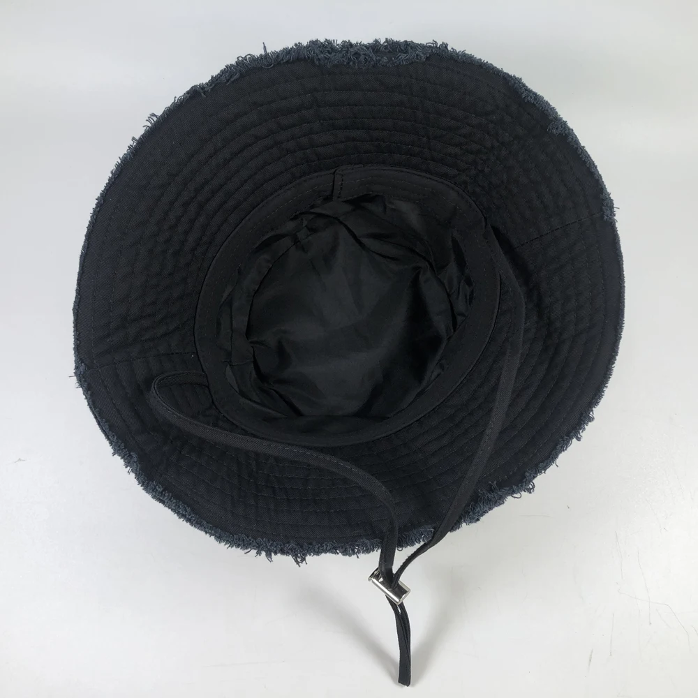 ODM solid color ripped cotton boonie hat women Logo embroidered adjustable classic retro basin bob Custom bucket hat distressed