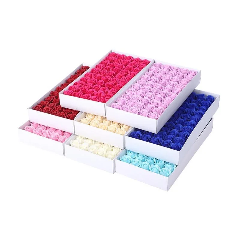 Factory bulk wholesale artificial rose flowers rose soap flowers and custom paper soap rose flower gift packaging box