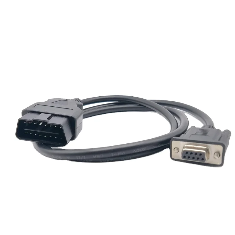 OBD 2 Cable 16 Pin To DB9 Female Serial Port RS232 Adapter Connector Car Cable 1.13 Meter 16PIN TO DB9 Serial RS232 OBD2 CABLE