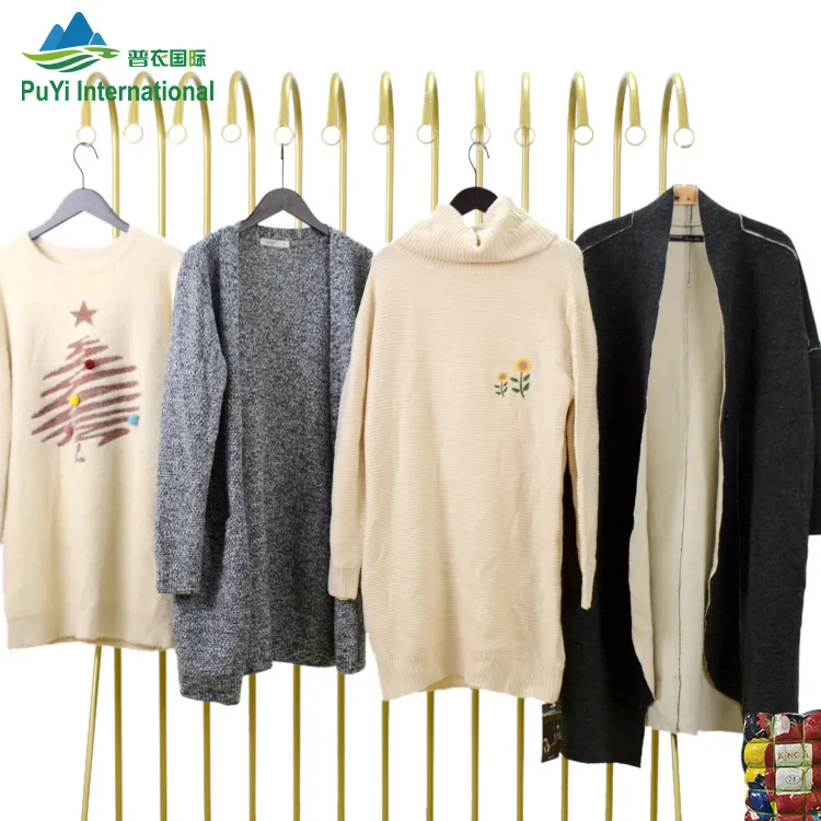 Winter Ladies Sweater thick TOP grade bales mixed used clothing asian used clothes from second hand