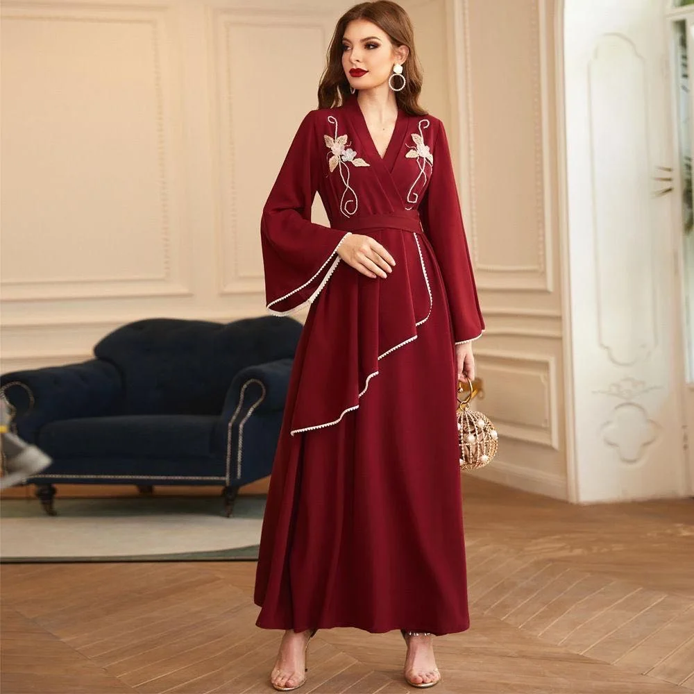 Women Luxury Middle East Embroidered long sleeves dress Woman Muslim women elegant abaya