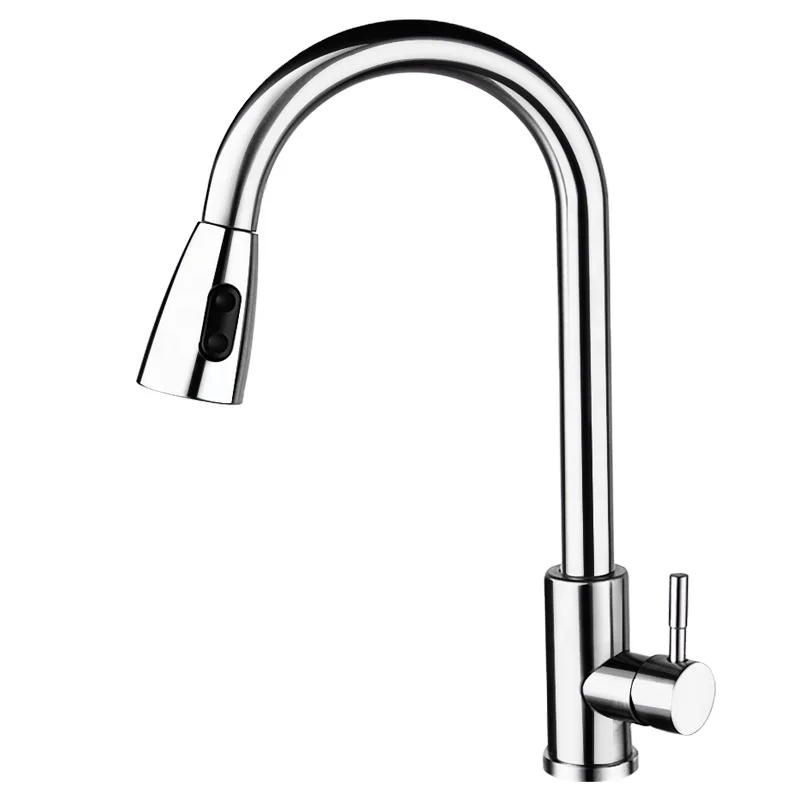 2022 High-quality cheap goose neck stirring pull kitchen wall taps