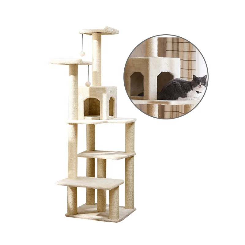 Cat jumps pole large climbing frame jumping platform cat climbing frame