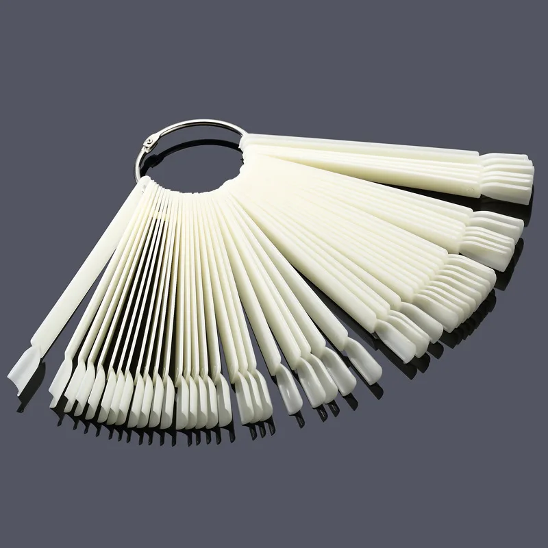 Fan shaped False Nail Swatch Sticks Nail Polish Practice Display Art Tips Nail Sample Sticks With Metal Split Ring