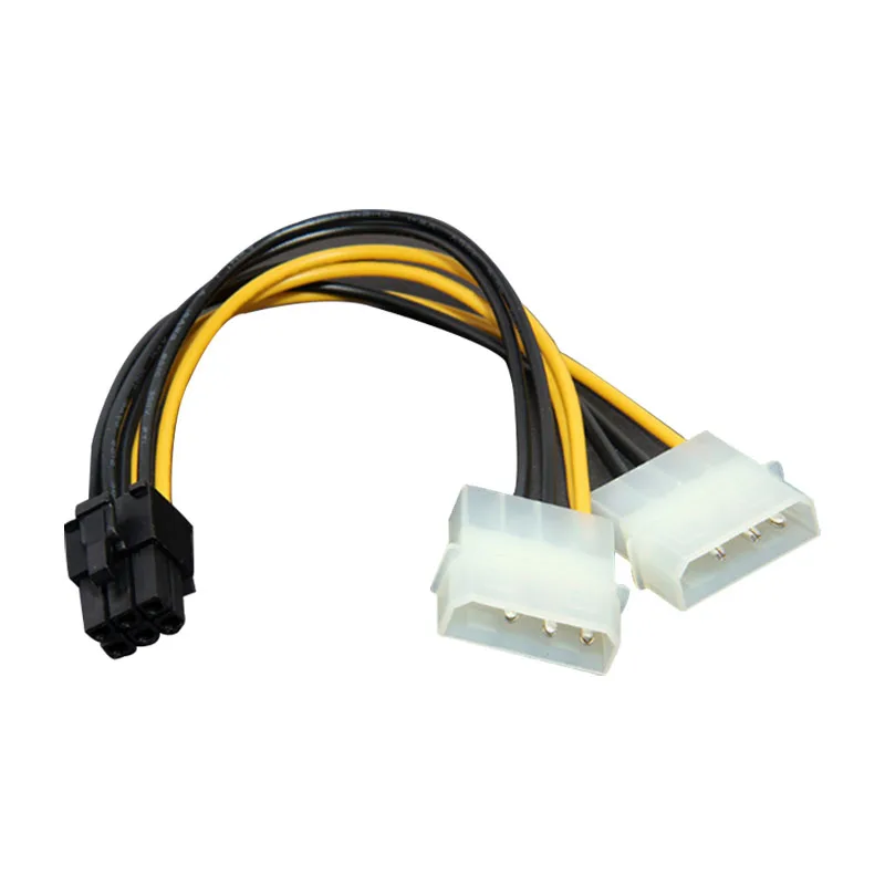 Dual 4 Pin Molex to 6 Pin PCI-E Power Supply Converter Adapter Connector Y Splitter Cable Cord 15cm