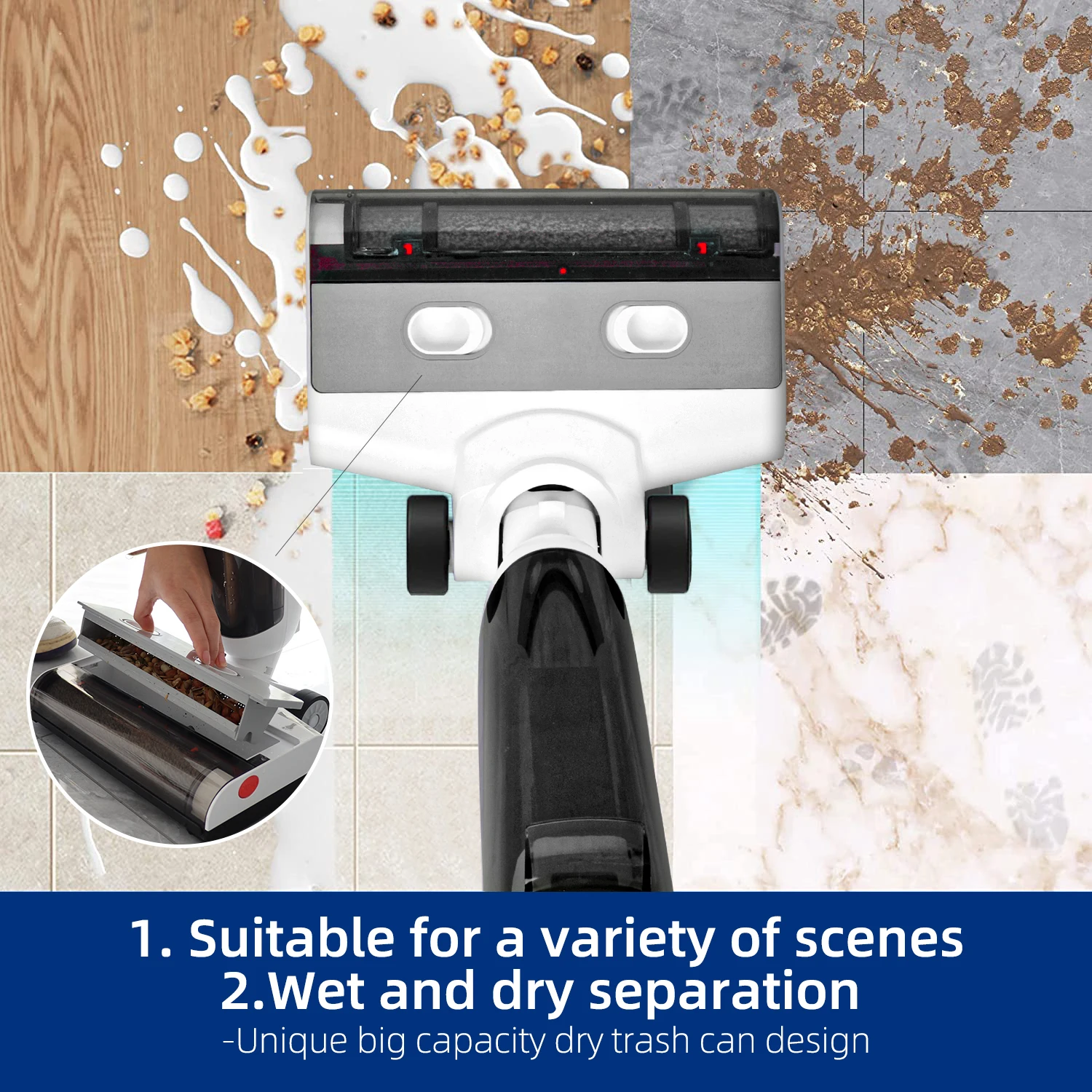 2023 smart cordless wireless wet and dry upright floor washing vacuum cleaners and mop roly for homes use floor