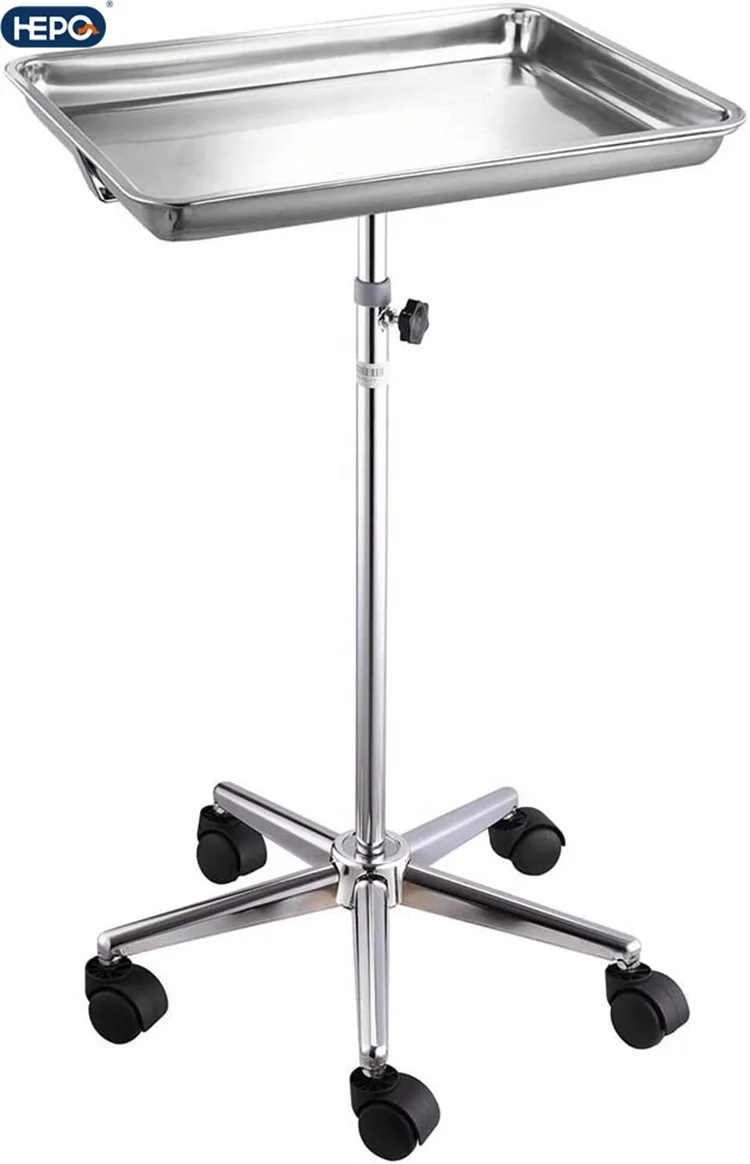 LQX Adjustable Mobile Mayo Stainless Steel Tray Stand Premium Stainless Steel Extra Large Salon Tray Medical Tray Mayo Stand