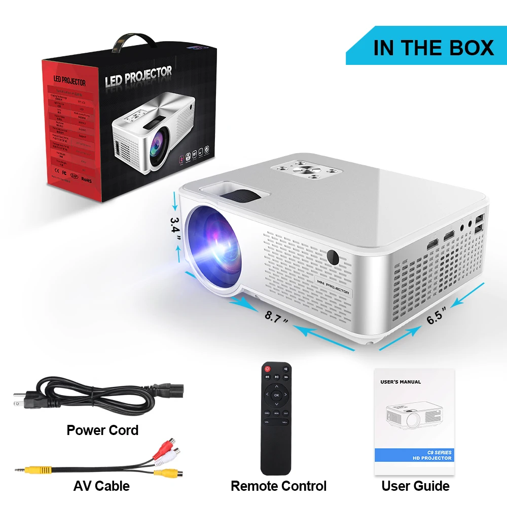  CHEERLUX C9 новейший HD проектор native 720P 2800 люмен светодиодный для домашнего